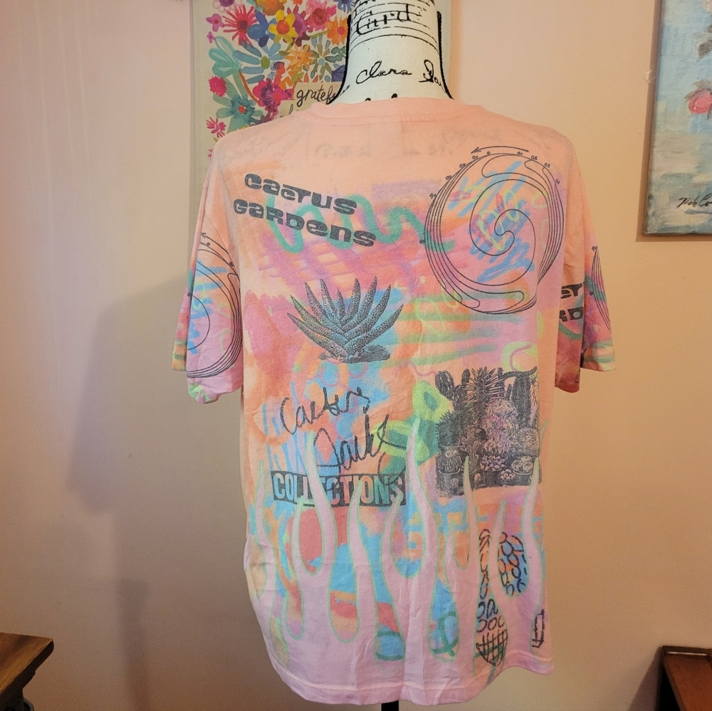 Urban Outfitters Cactus Gardens Flame Soft Tee, Pink, Orange, Boxy, NWOT, Large - Picture 9 of 14